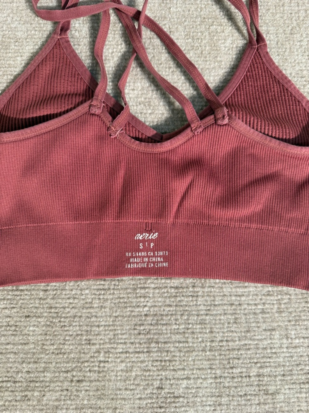 Aerie Rose Seamless Ribbed V-neck Strappy Cozy Loungewear Bralette - Size Small - Picture 4 of 5